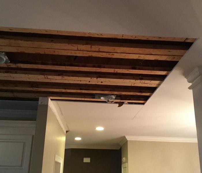removed drywall in kitchen ceiling leaving exposed rafters