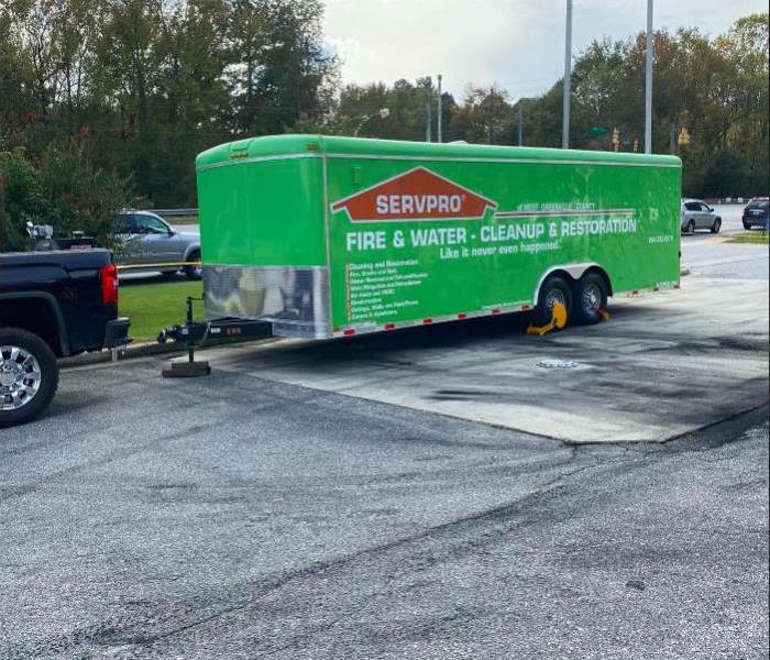 SERVPRO Green extended enclosed trailer